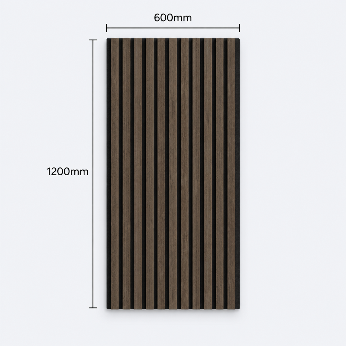 Slatpanel | Smoked Oak With Black Felt | Acoustic Wall Panel | Half Board | 1200mm x 600mm