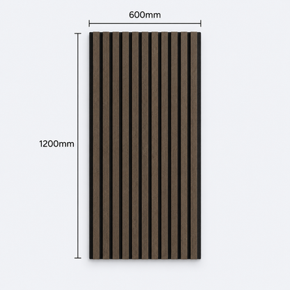 Slatpanel | Smoked Oak With Black Felt | Acoustic Wall Panel | Half Board | 1200mm x 600mm