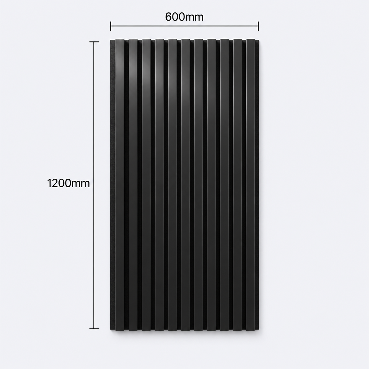 Slatpanel | Black With Black Felt | Acoustic Wall Panel | Half Board | 1200mm x 600mm