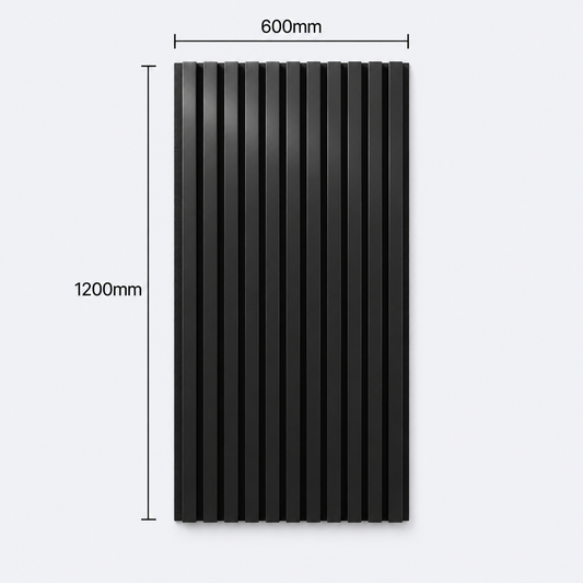 Slatpanel | Black With Black Felt | Acoustic Wall Panel | Half Board | 1200mm x 600mm
