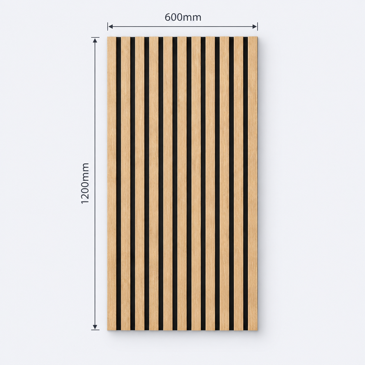 Slatpanel | Oak With Black Felt | Acoustic Wall Panel | Half Board | 1200mm x 600mm