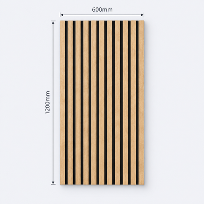 Slatpanel | Oak With Black Felt | Acoustic Wall Panel | Half Board | 1200mm x 600mm