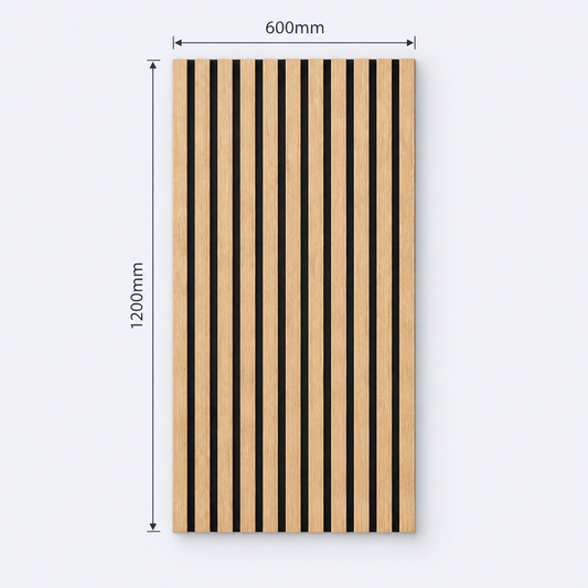 Slatpanel | Oak With Black Felt | Acoustic Wall Panel | Half Board | 1200mm x 600mm