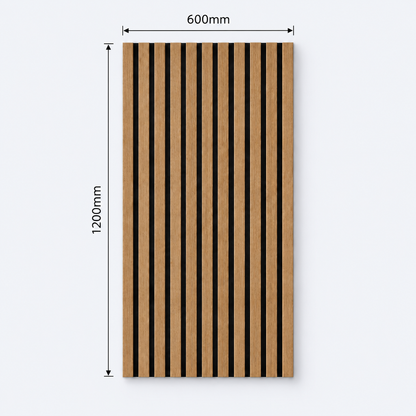 Slatpanel | Walnut With Black Felt | Acoustic Wall Panel | Half Board | 1200mm x 600mm