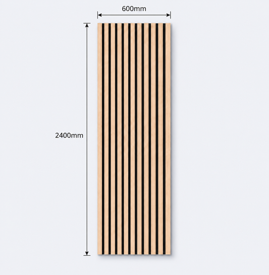 Slatpanel | Beech With Black Felt | Acoustic Wall Panel | Full Board | 2400mm x 600mm