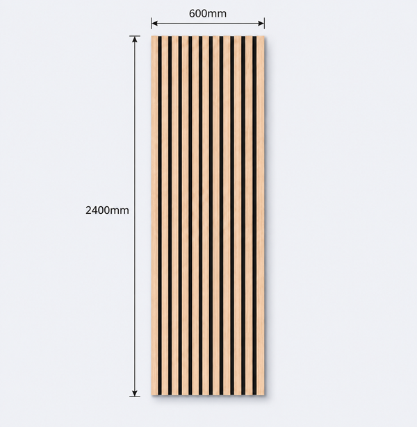 Slatpanel | Beech With Black Felt | Acoustic Wall Panel | Full Board | 2400mm x 600mm