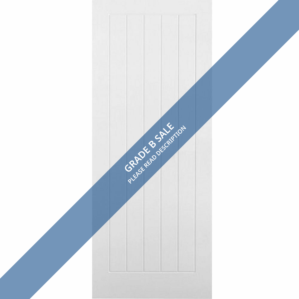 33" x 78" | White Internal Door - Vertical 5 Panel | (838mm x 1981mm x 35mm) - Grade B Stock