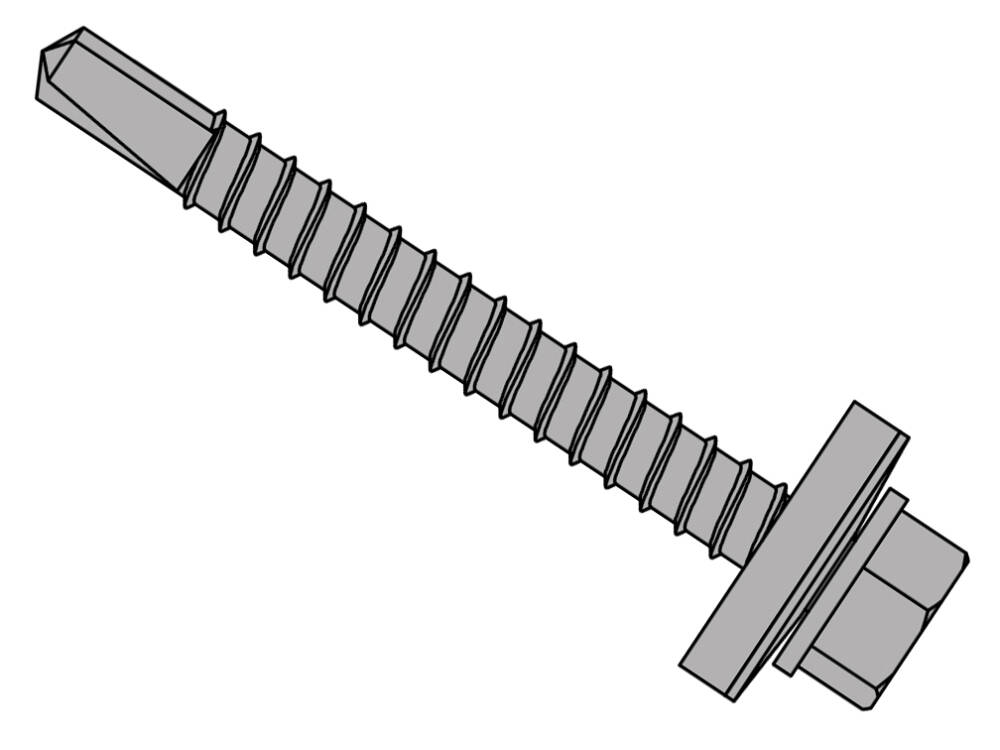 Techfast Roofing Sheet To Steel Hex Screw &amp;Amp; Washer No.3 Tip 5.5 X 25mm Box 100