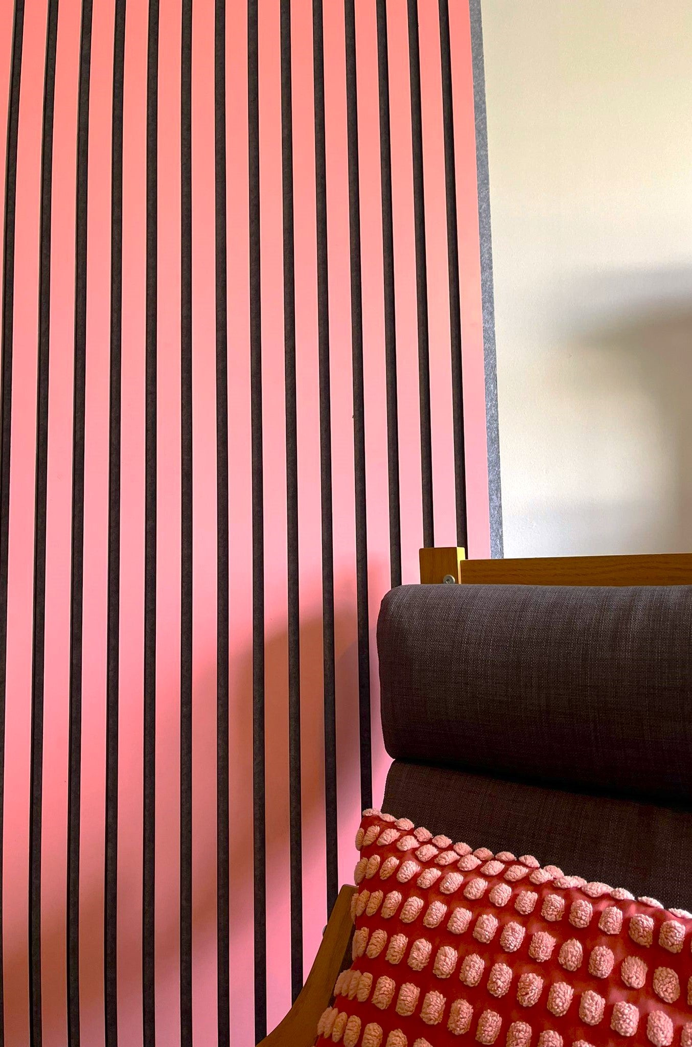 Contemporary Baby Pink with Grey Felt Acoustic Wood Wall Panels
