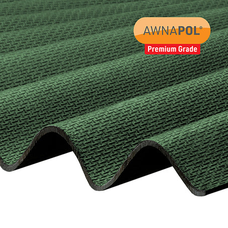 Awnapol Premium Grade Bitumen Corrugated Roofing Sheets | 930 x 2000mm Green