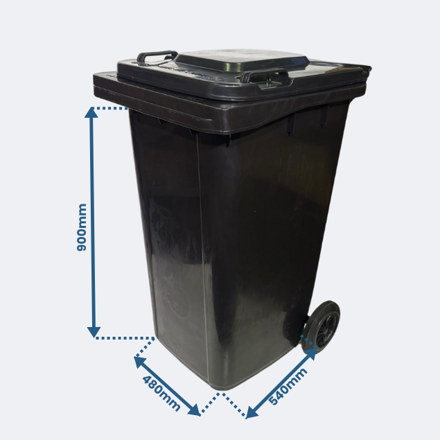 240 Litre Wheelie Bin | Black