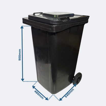 240 Litre Wheelie Bin | Black