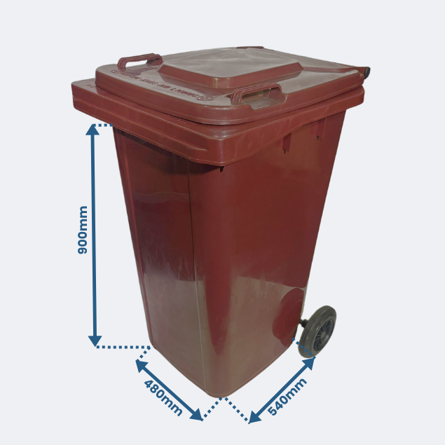 240 Litre Wheelie Bin | Brown