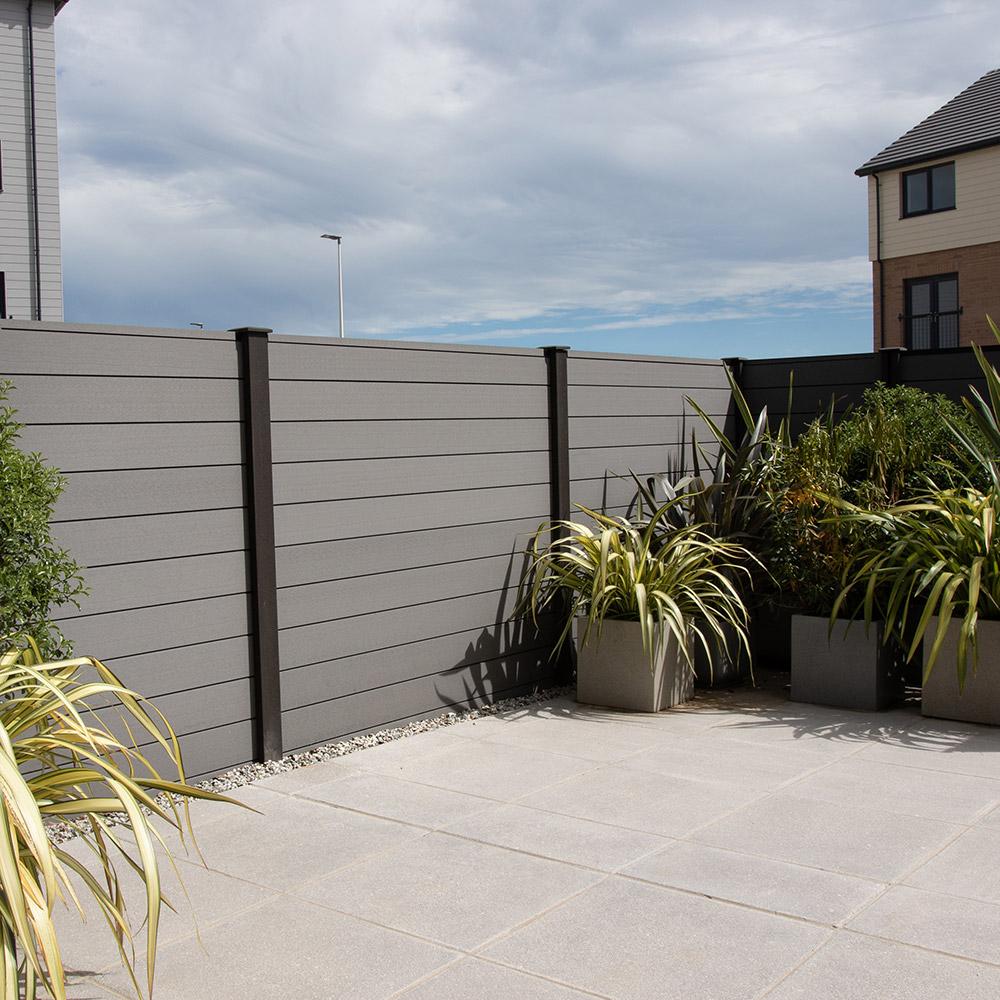 grey composite fencing modern garden