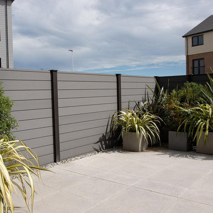 grey composite fencing modern garden