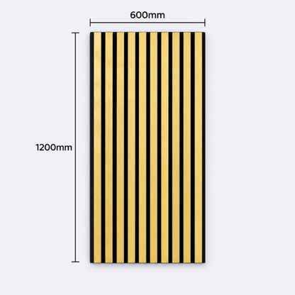 Slatpanel | Gold With Black Felt | Acoustic Wall Panel | Half Board | 1200mm x 600mm
