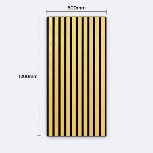 Slatpanel | Gold With Black Felt | Acoustic Wall Panel | Half Board | 1200mm x 600mm