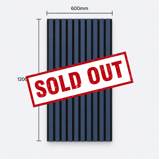 Slatpanel | Navy Blue With Black Felt | Acoustic Wall Panel | Half Board | 1200mm x 600mm