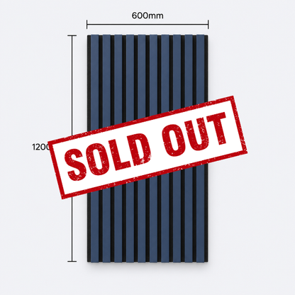 Slatpanel | Navy Blue With Black Felt | Acoustic Wall Panel | Half Board | 1200mm x 600mm