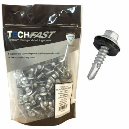 Techfast Hex Head Roofing Screws (100) | 5.5mm X 25mm